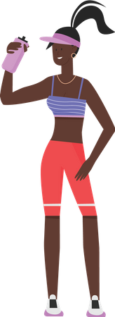 Young girl standing with gym bottle  Illustration