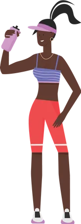 Young girl standing with gym bottle  Illustration