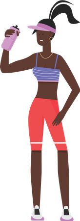 Young girl standing with gym bottle  Illustration