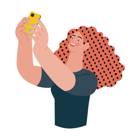 Young Girl taking selfie Illustration