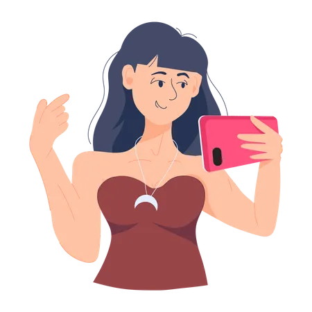 Girl Taking Selfie Illustration