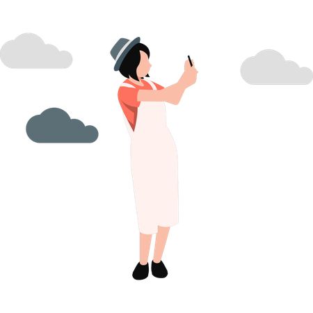 Young girl taking selfie  Illustration
