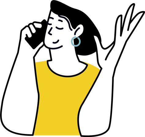 Young girl talking on mobile  Illustration
