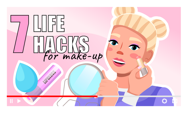 Young girl telling about life hacks in makeup  Illustration