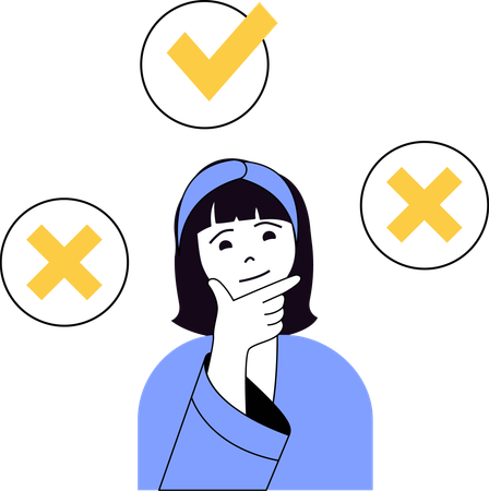 Young girl thinking while taking decision  Illustration