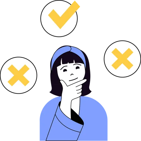 Young girl thinking while taking decision  Illustration