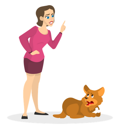 Young girl training pet dog  Illustration