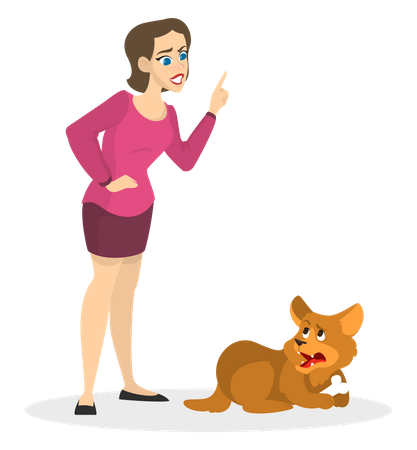 Young girl training pet dog  Illustration