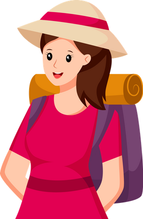 Young Girl Traveling  Illustration