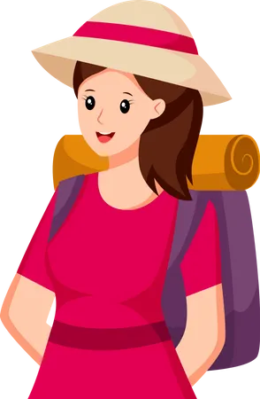Young Girl Traveling  Illustration