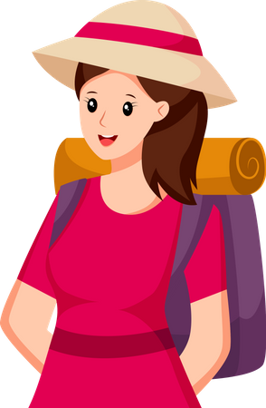 Young Girl Traveling  イラスト