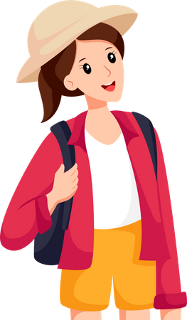 Young Girl Travelling  Illustration