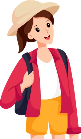 Young Girl Travelling  Illustration