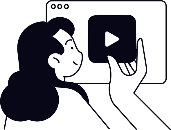 Young girl uploading online video  イラスト