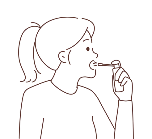 Young girl use mouth spray  Illustration