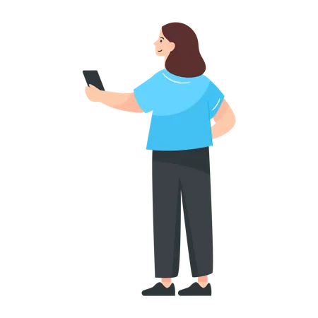 Young Girl using mobile  Illustration