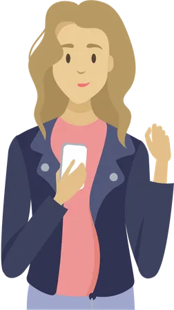 Young girl using phone  Illustration