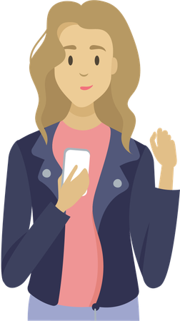 Young girl using phone  Illustration