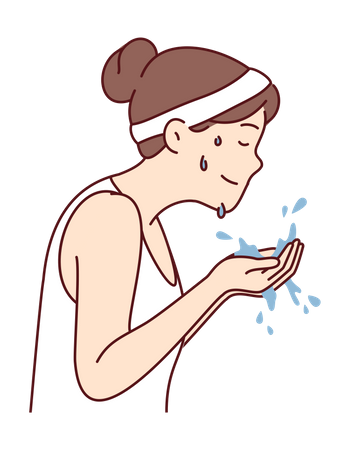 Young girl washing face  Illustration