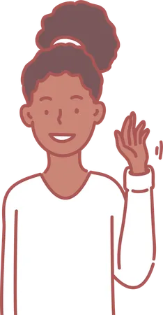 Young girl waving hand  Illustration