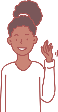 Young girl waving hand  Illustration