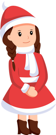 Young girl wearing Christmas costume  Illustration
