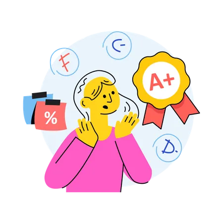 Young girl who is stressed for her grades  Illustration