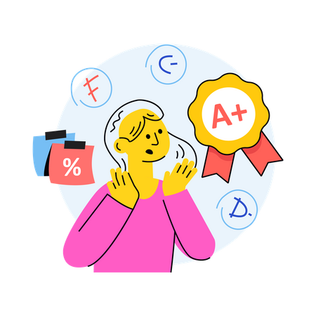 Young girl who is stressed for her grades  Illustration