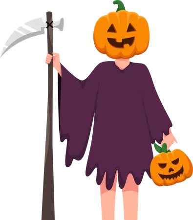 Young Girl with Halloween Costume Illustration