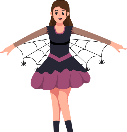 Young Girl with Halloween Costume  イラスト
