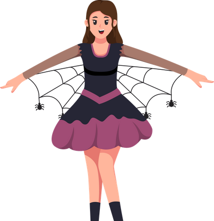 Young Girl with Halloween Costume  Illustration