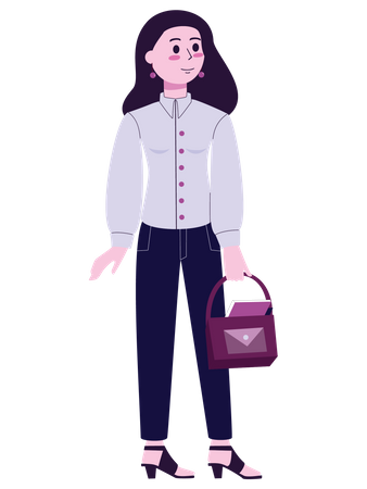 Young girl with purse  Illustration