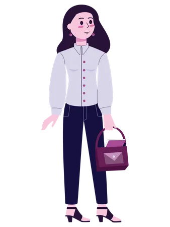 Young girl with purse  Illustration
