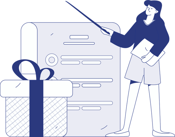 Young Girl with Reminder Alert  Illustration