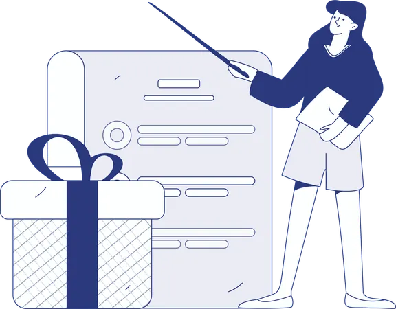 Young Girl with Reminder Alert  Illustration