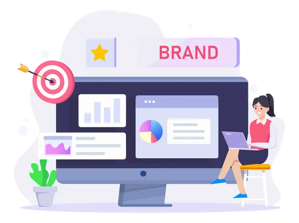 Build Branding Or Brand Awareness Marketing Or Advertising For Company Reputation Illustration Vector Concept Illustration