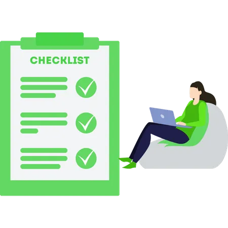 The Girl Is Working On A Checklist Illustration