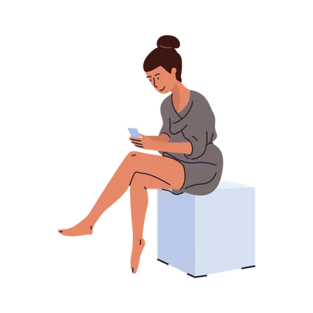 Young girl working online  Illustration