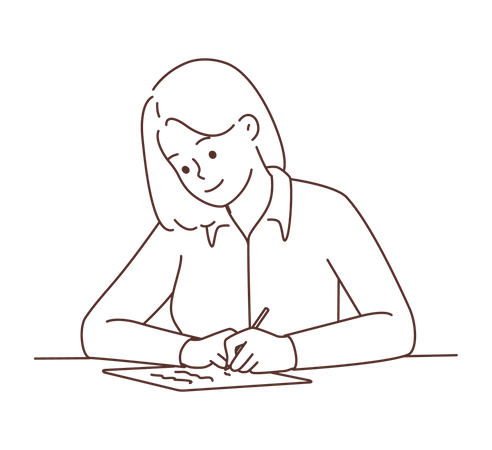 Young girl write report Illustration