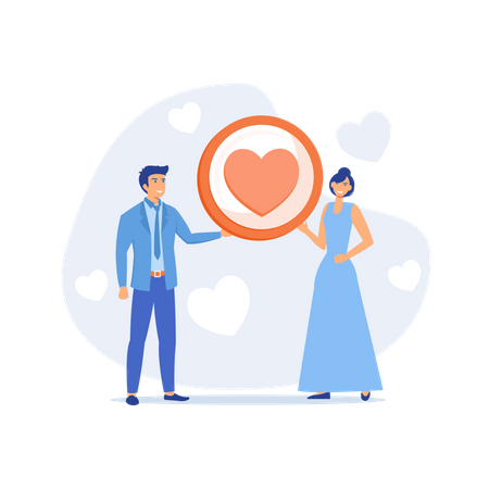 Young girlfriend and boyfriend in love Illustration