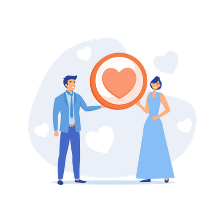 Young girlfriend and boyfriend in love  Illustration