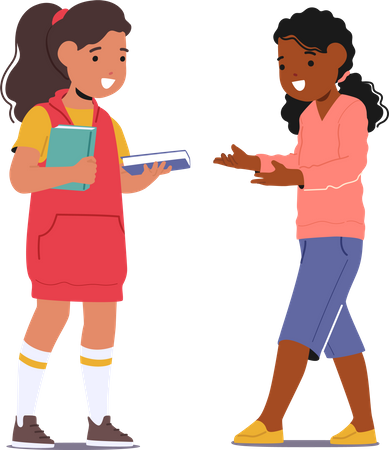 Young Girls Readers Swap Books  일러스트레이션