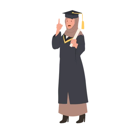 Student Success Concept Young Graduate Muslim Woman Giving Graduation Advice Illustration