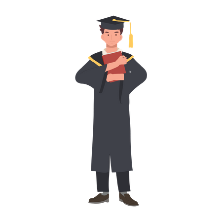 Young Graduate Student with Diploma  Illustration