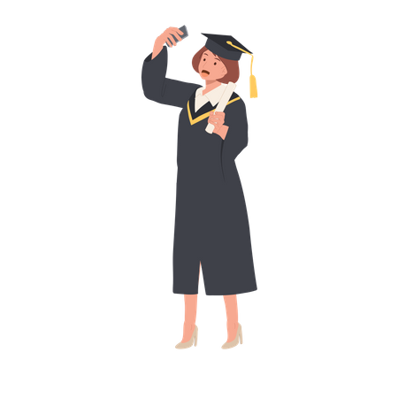 Young Graduate Taking Selfie  Illustration