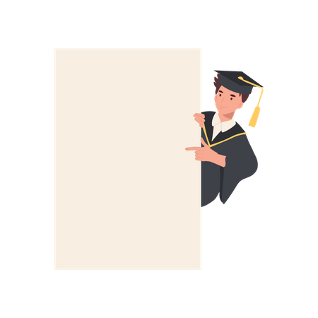 Young Graduate with Board Sign  Illustration