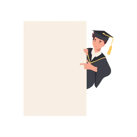 Young Graduate with Board Sign  Illustration