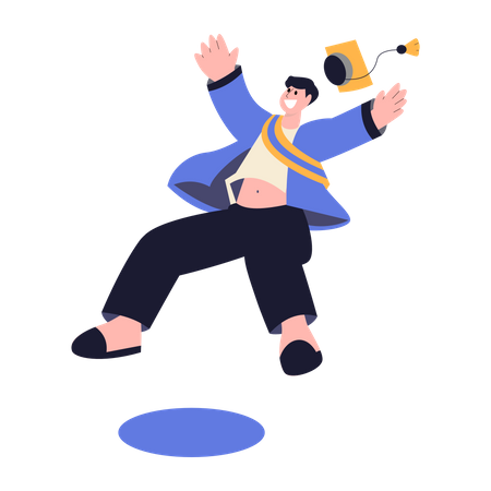 Young graduated student jumping on Graduation day  Illustration