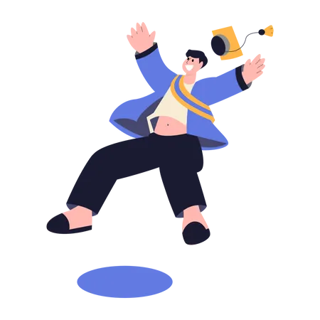 Young graduated student jumping on Graduation day  Illustration