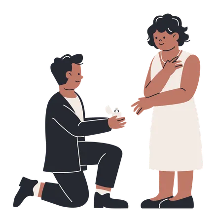 Young Groom Marrying Older Woman  Illustration